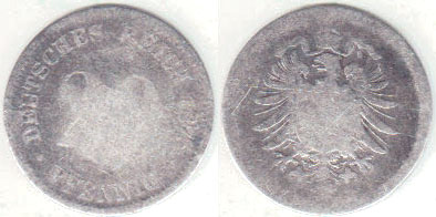 1875 D Germany silver 20 Pfennig A001492